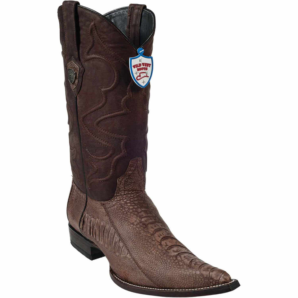 Wild West Boots Boots 6 Men&#39;s Wild West Ostrich Leg Grasso Skin 3X Toe Boot 295G0507