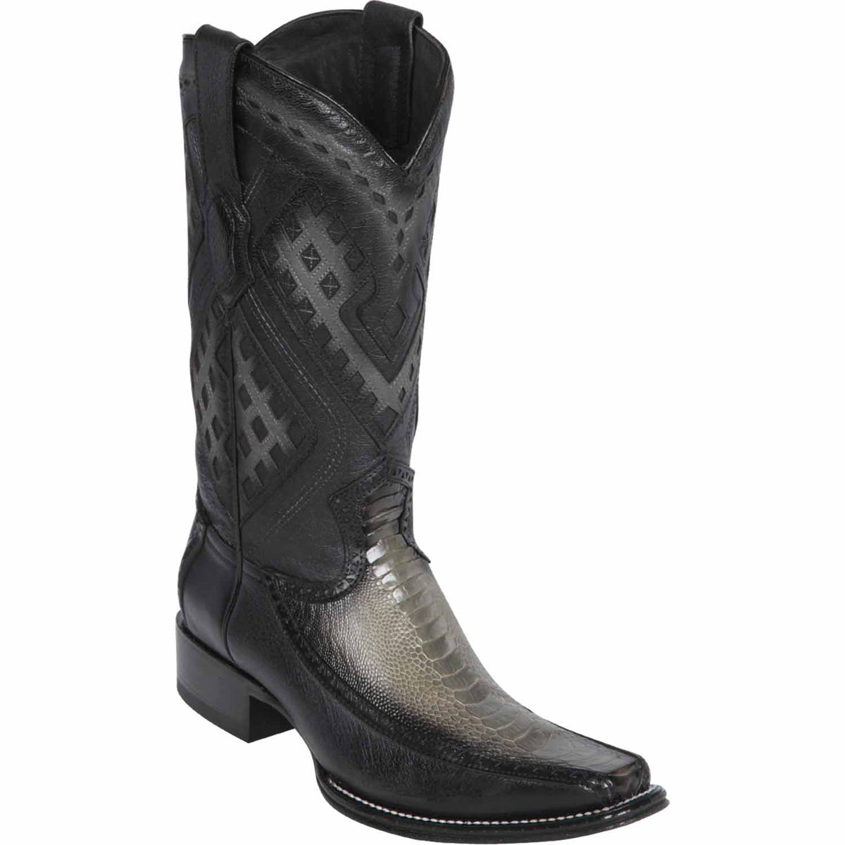 Wild West Boots Boots 6 Men&#39;s Wild West Ostrich Leg with Deer Skin Square Toe Boot 276F0538