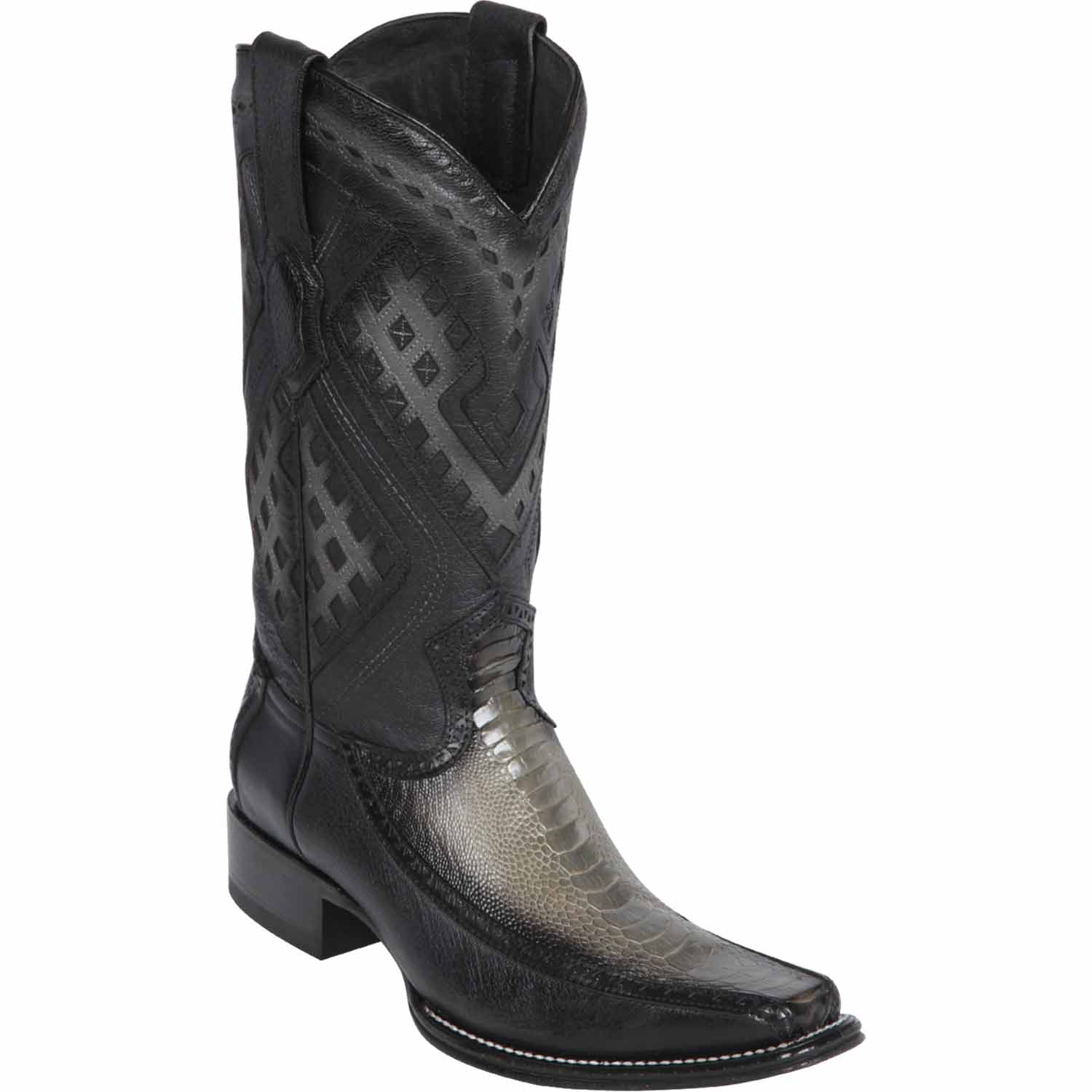 Wild West Boots Boots Men's Wild West Ostrich Leg with Deer Skin Square Toe Boot 276F0516