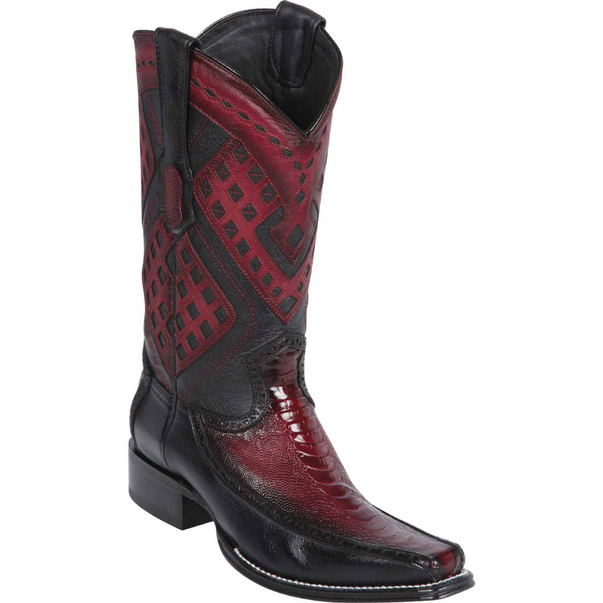 Wild West Boots Boots 6 Men&#39;s Wild West Ostrich Leg with Deer Skin Square Toe Boot 276F0543