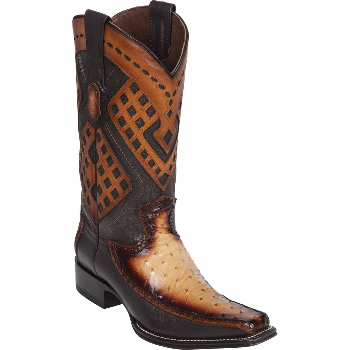 Wild West Boots Boots 6 Men&#39;s Wild West Ostrich with Deer Skin Square Toe Boot 276F0315