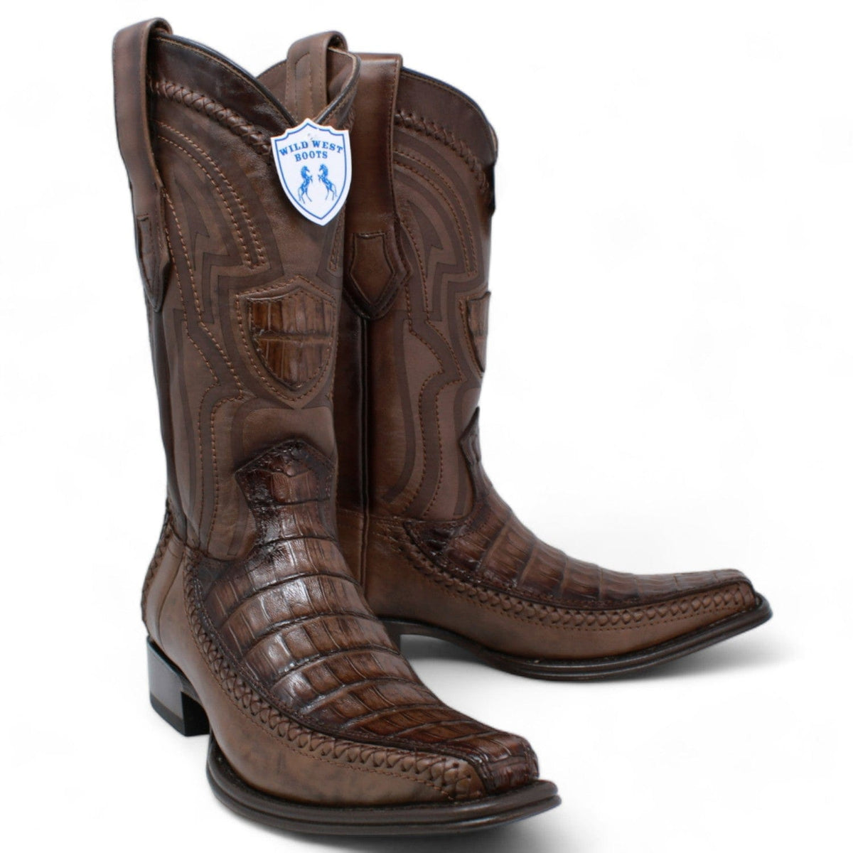 Wild West Boots Boots Men&#39;s Wild West Caiman Belly with Deer Square Toe Boot 277LF8216