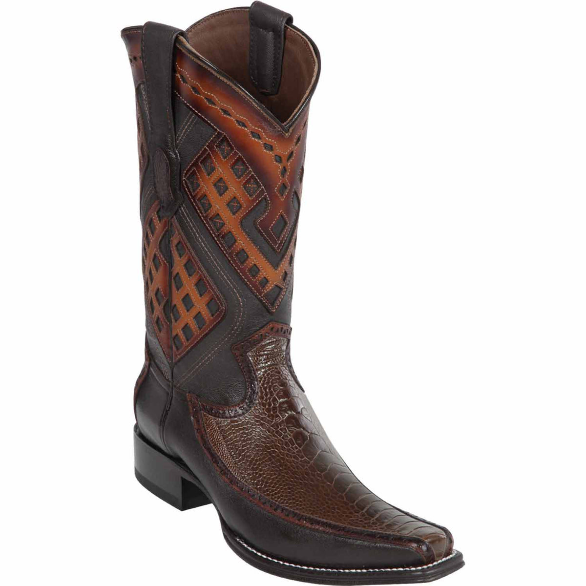 Wild West Boots Boots Men&#39;s Wild West Ostrich Leg with Deer Skin Square Toe Boot 276F0516