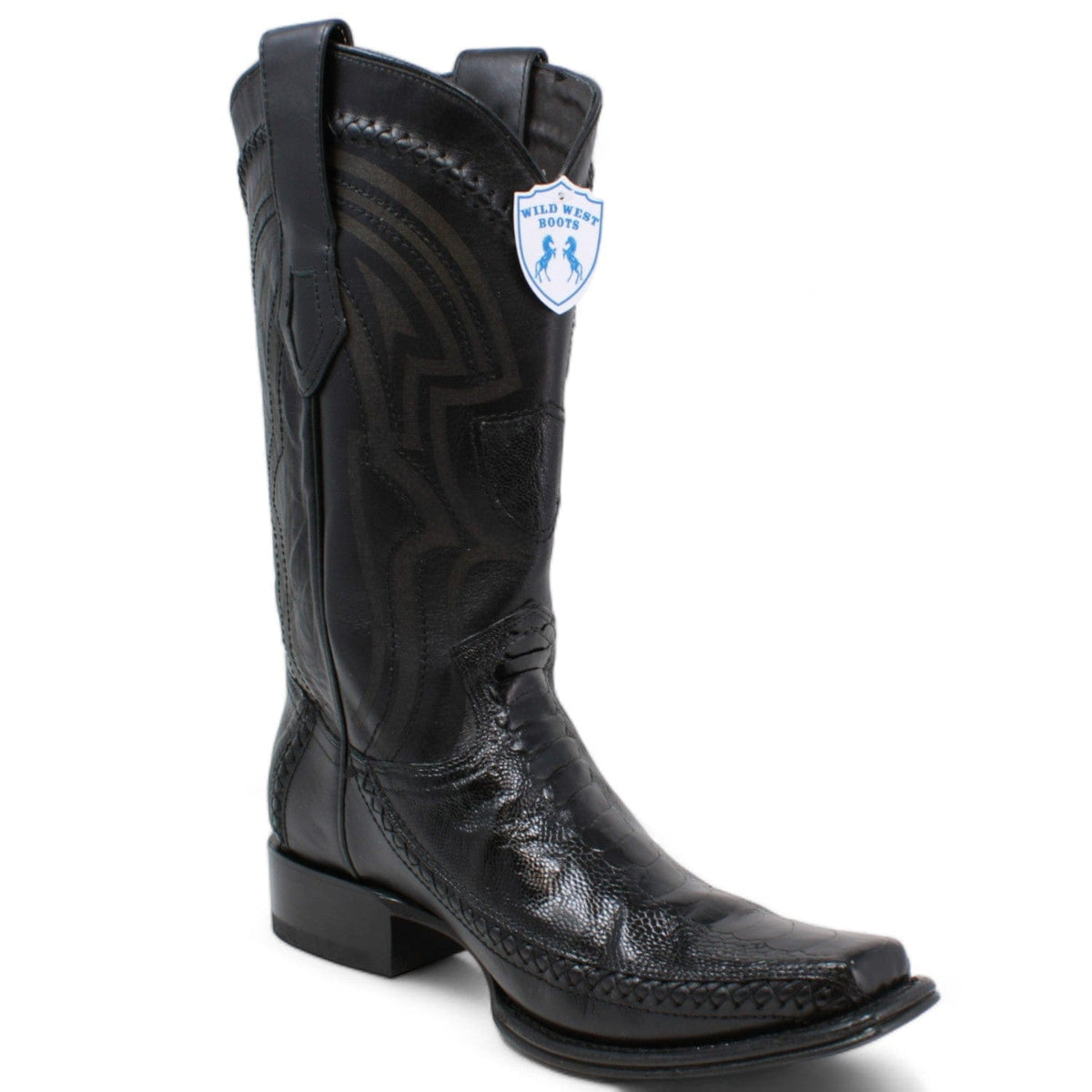 Wild West Boots Boots Men&#39;s Wild West Ostrich Leg with Deer Skin Square Toe Boot 277LF0505