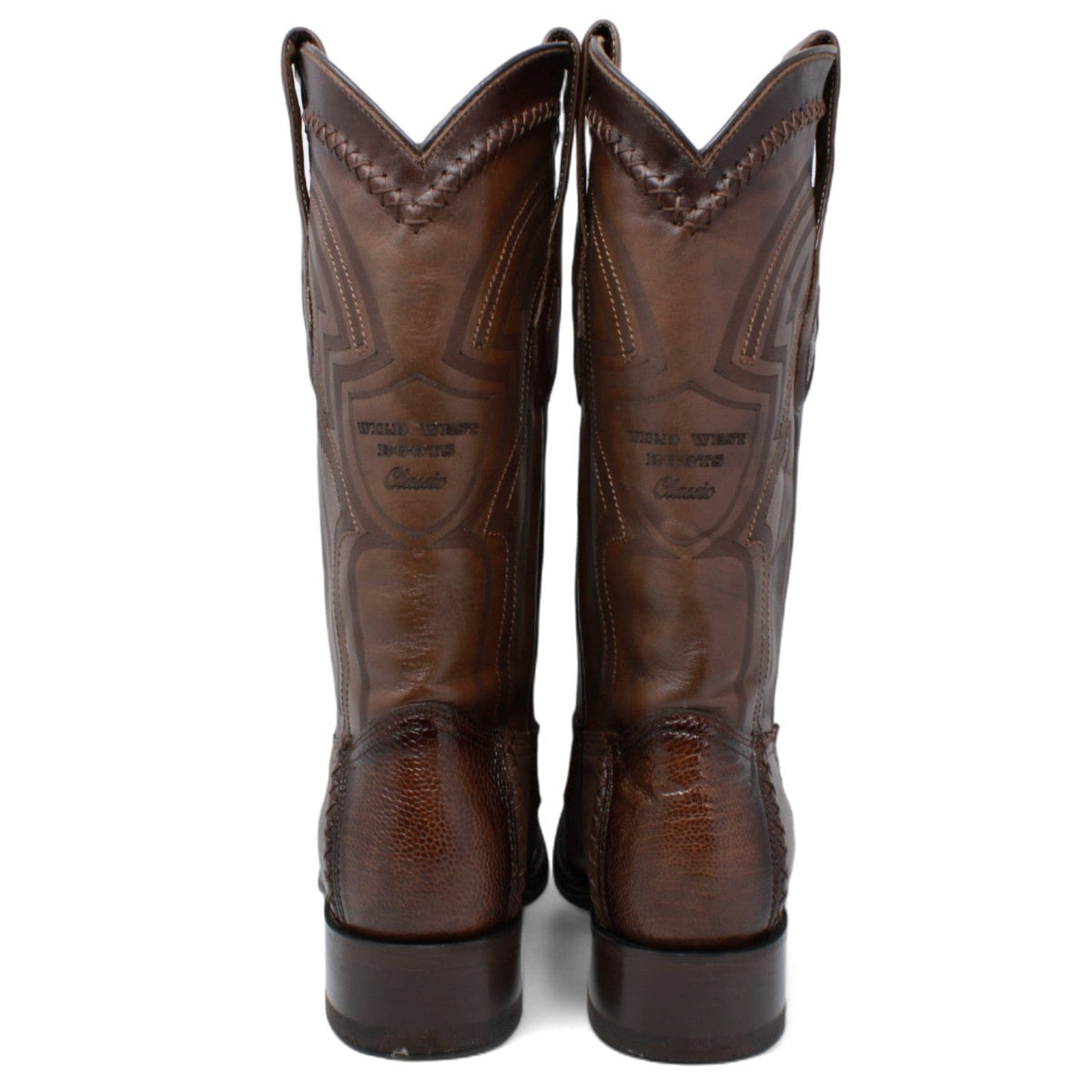 Wild West Boots Boots Men&#39;s Wild West Ostrich Leg with Deer Skin Square Toe Boot 277LF0516