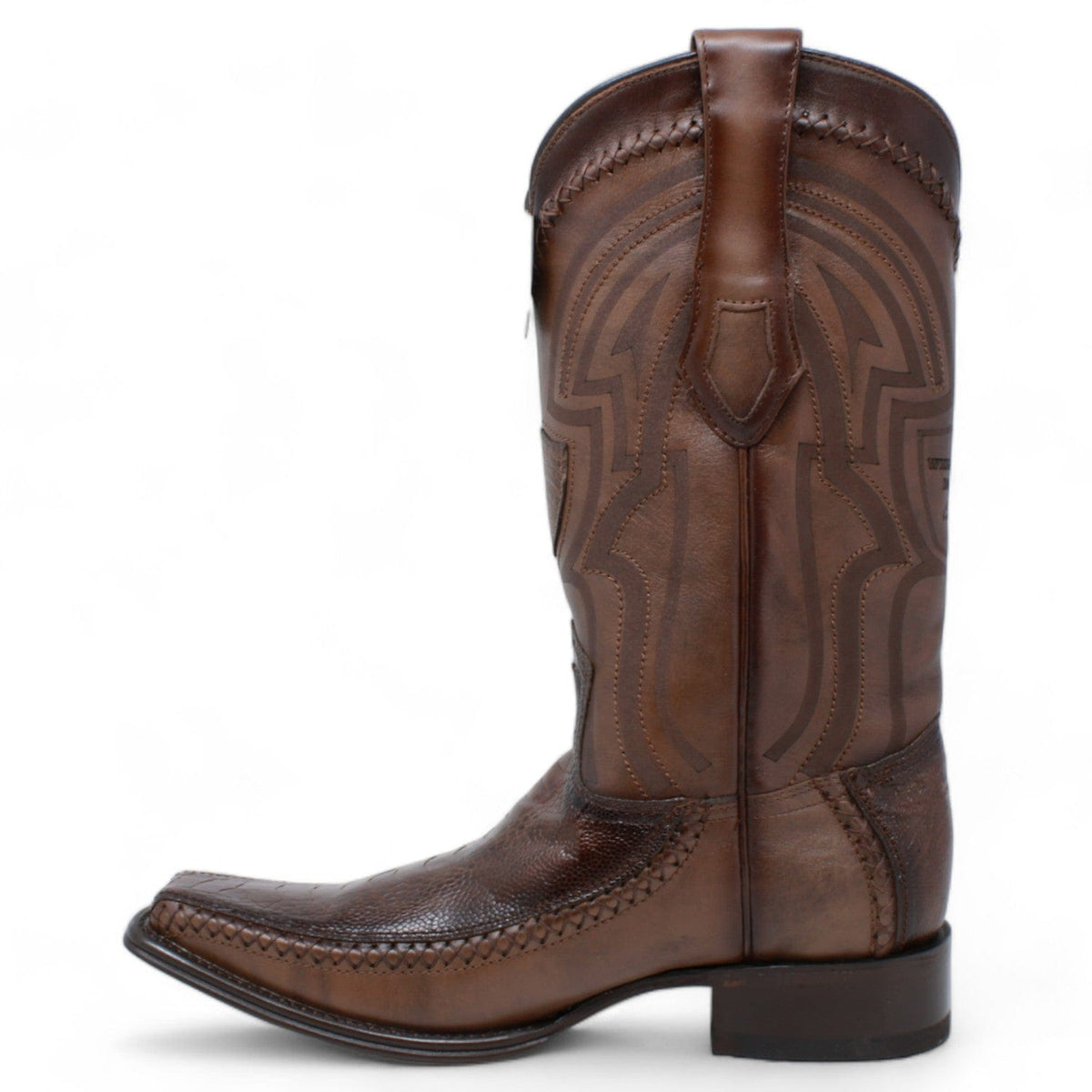 Wild West Boots Boots Men&#39;s Wild West Ostrich Leg with Deer Skin Square Toe Boot 277LF0516