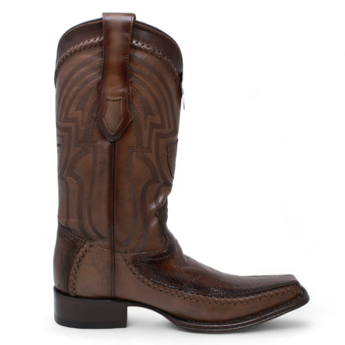 Wild West Boots Boots Men&#39;s Wild West Ostrich Leg with Deer Skin Square Toe Boot 277LF0516