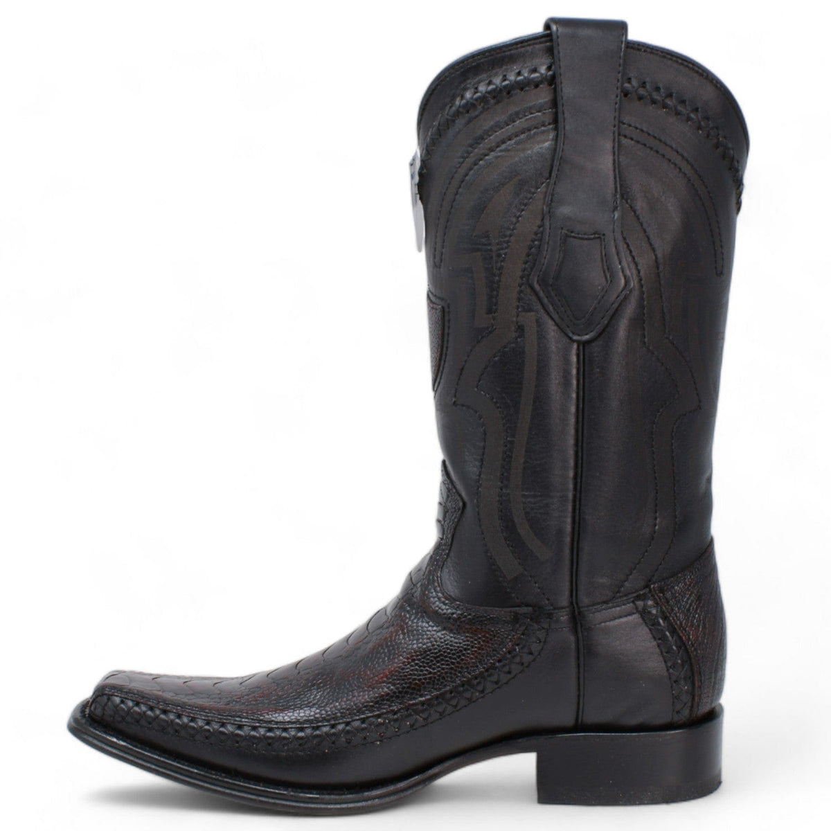 Wild West Boots Boots Men&#39;s Wild West Ostrich Leg with Deer Skin Square Toe Boot 277LF0518