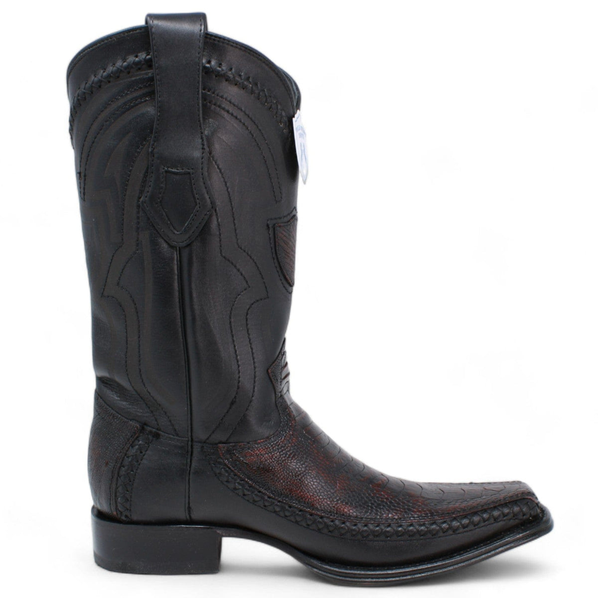 Wild West Boots Boots Men&#39;s Wild West Ostrich Leg with Deer Skin Square Toe Boot 277LF0518