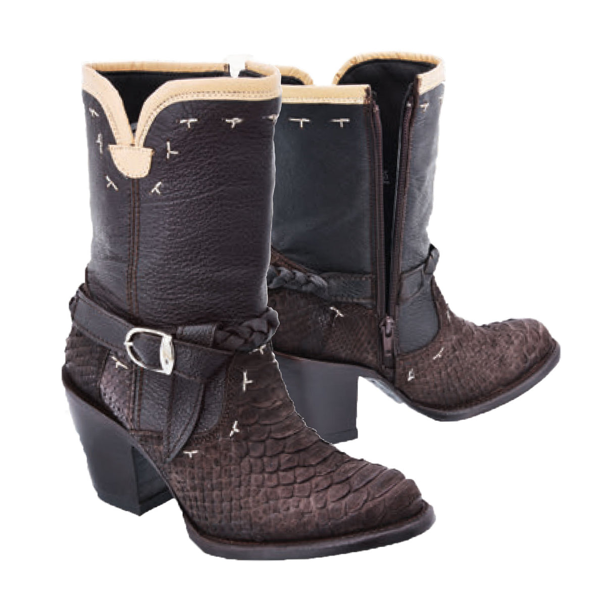 Leather And Python Ankle Boot WD576